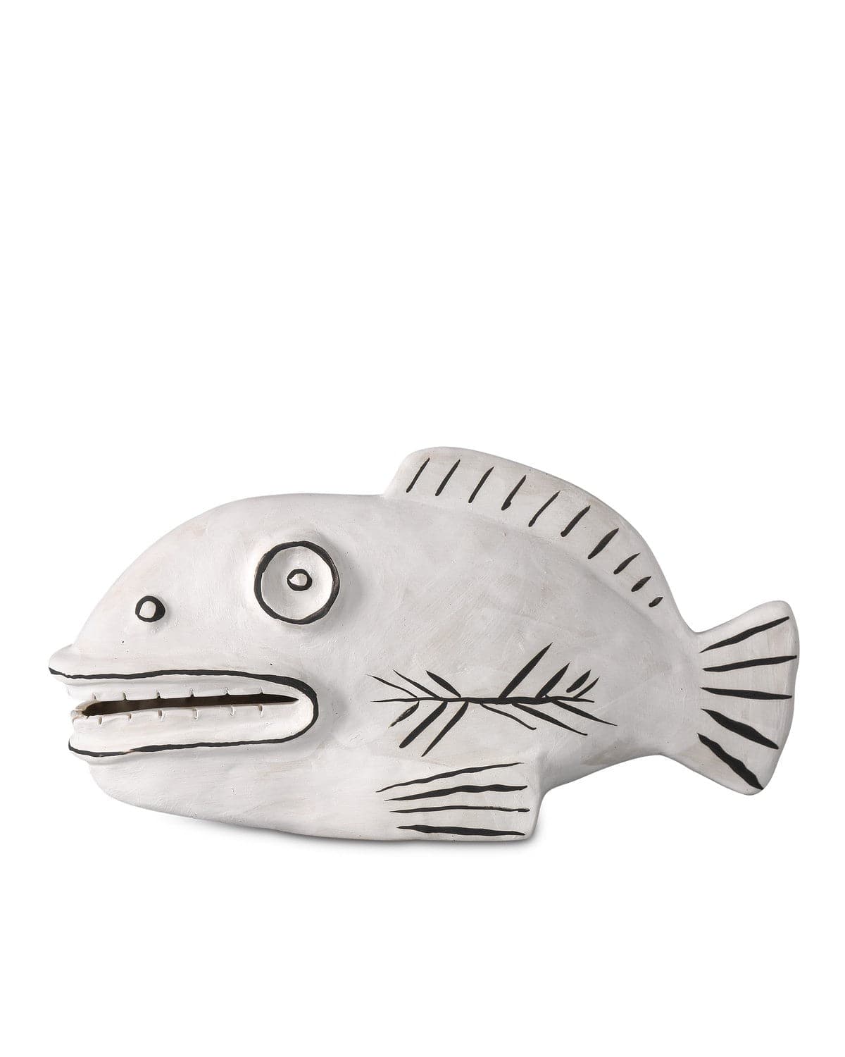 Currey and Company - 1200-0793 - Eddie the Fish - Washed White/Black