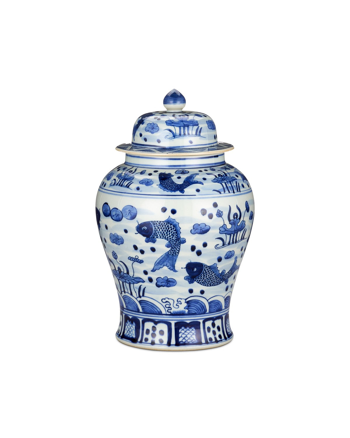 Jar from the South Sea collection in Imperial Blue/Off White finish