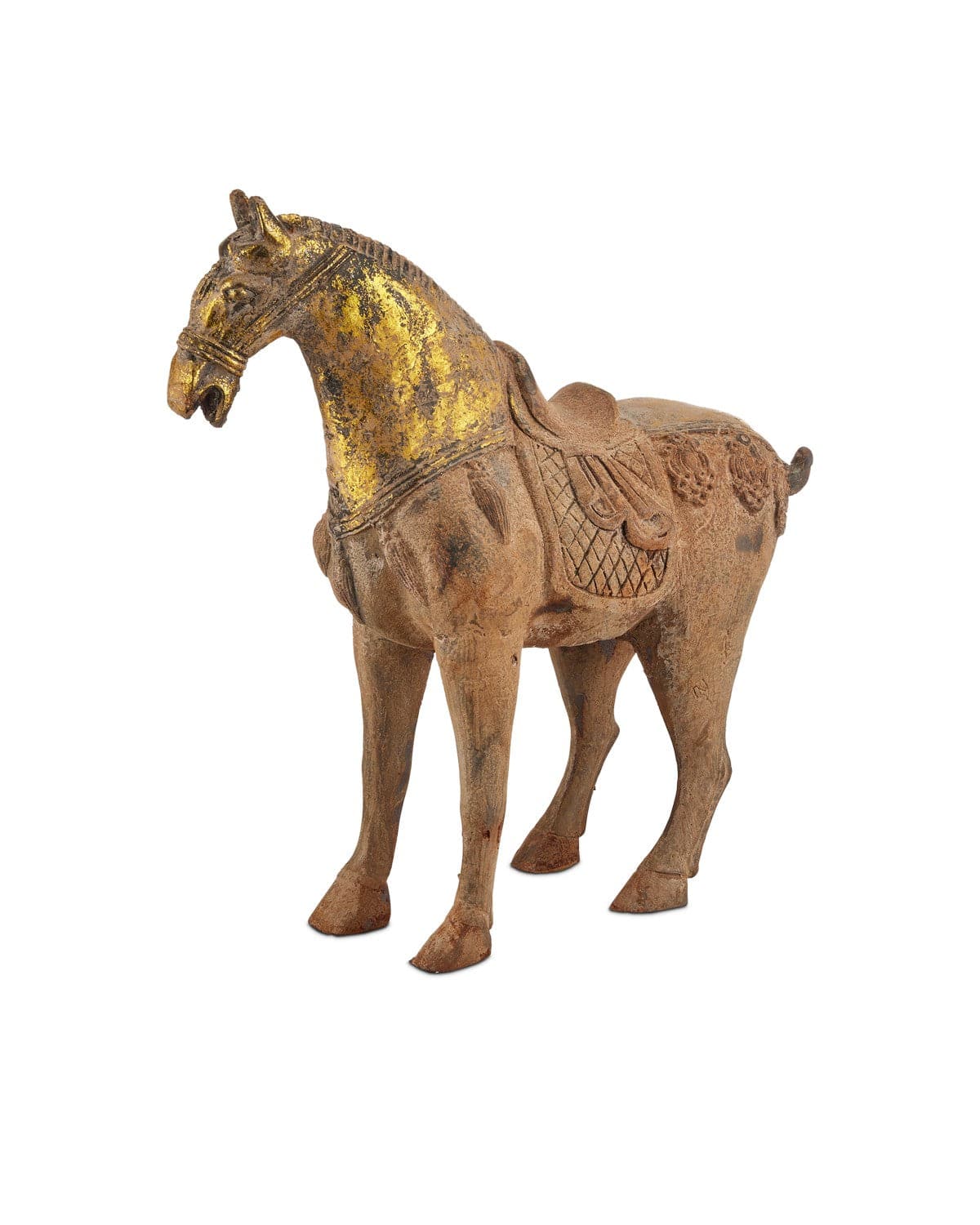 Currey and Company - 1200-0849 - Tang Dynasty Grande Iron Horse - Tang Dynasty - Brown/Gold