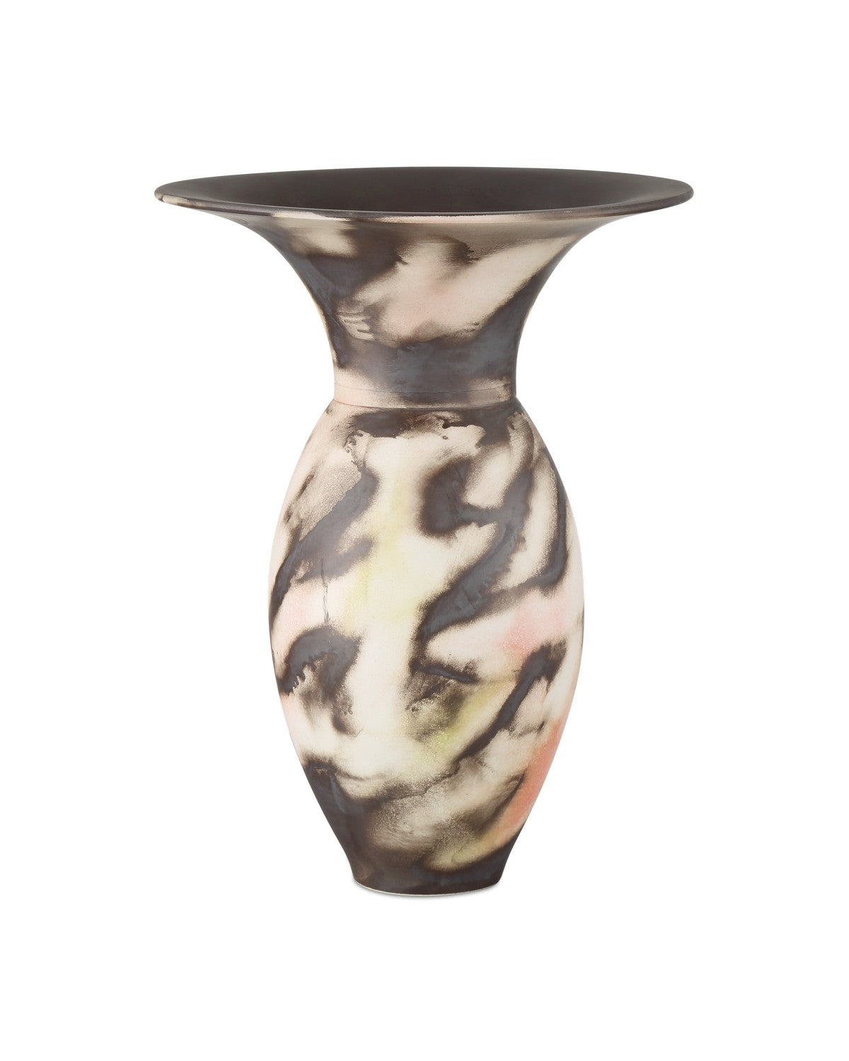 Vase in Black/White/Pale Green/Pale Red finish