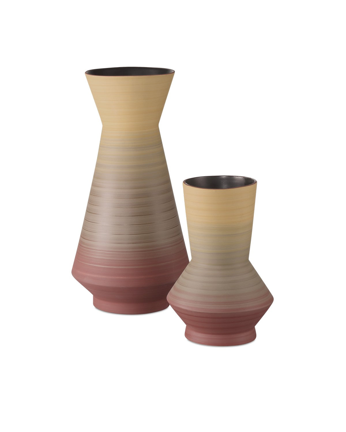 Vase Set of 2 in Yellow/Red finish