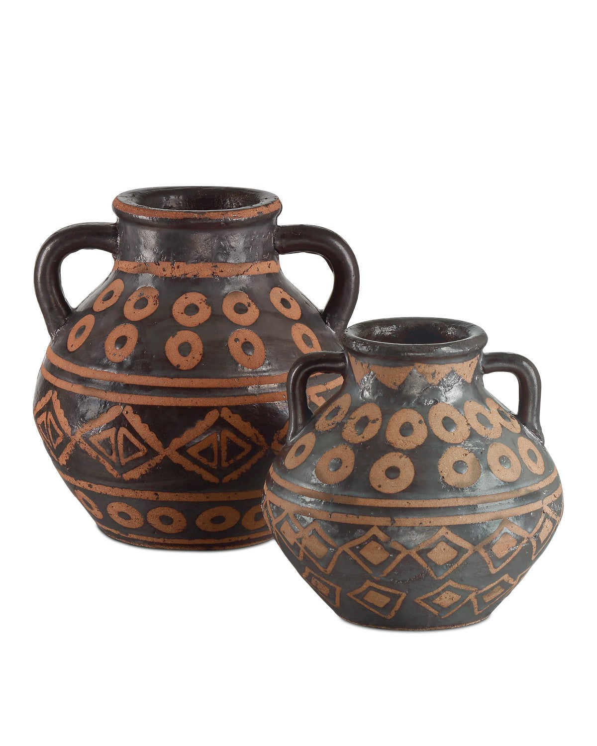 Vase Set of 2 in Black/Brown finish