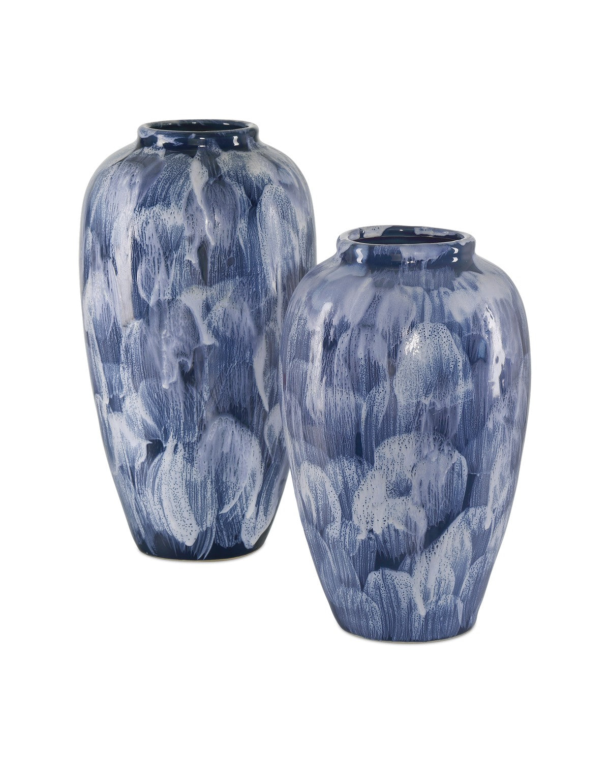 Vase Set of 2 in Blue/White finish