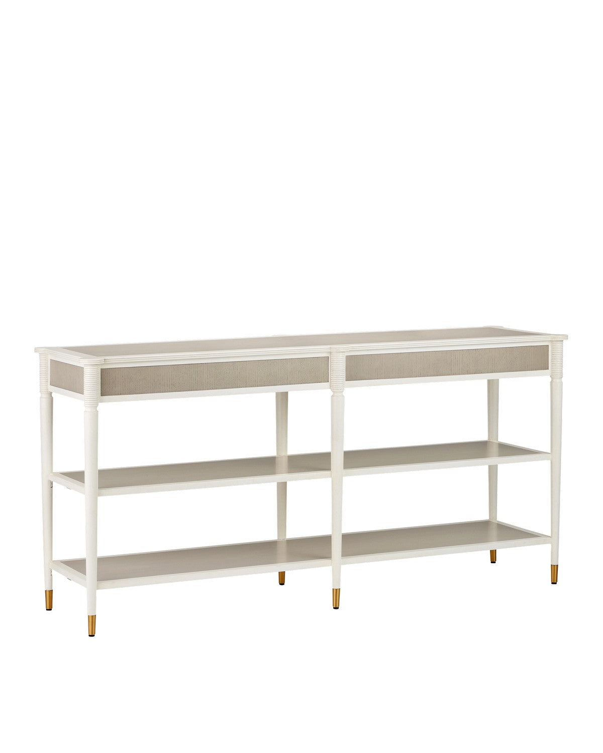 Console Table from the Aster collection in Off-White/Fog/Polished Brass finish