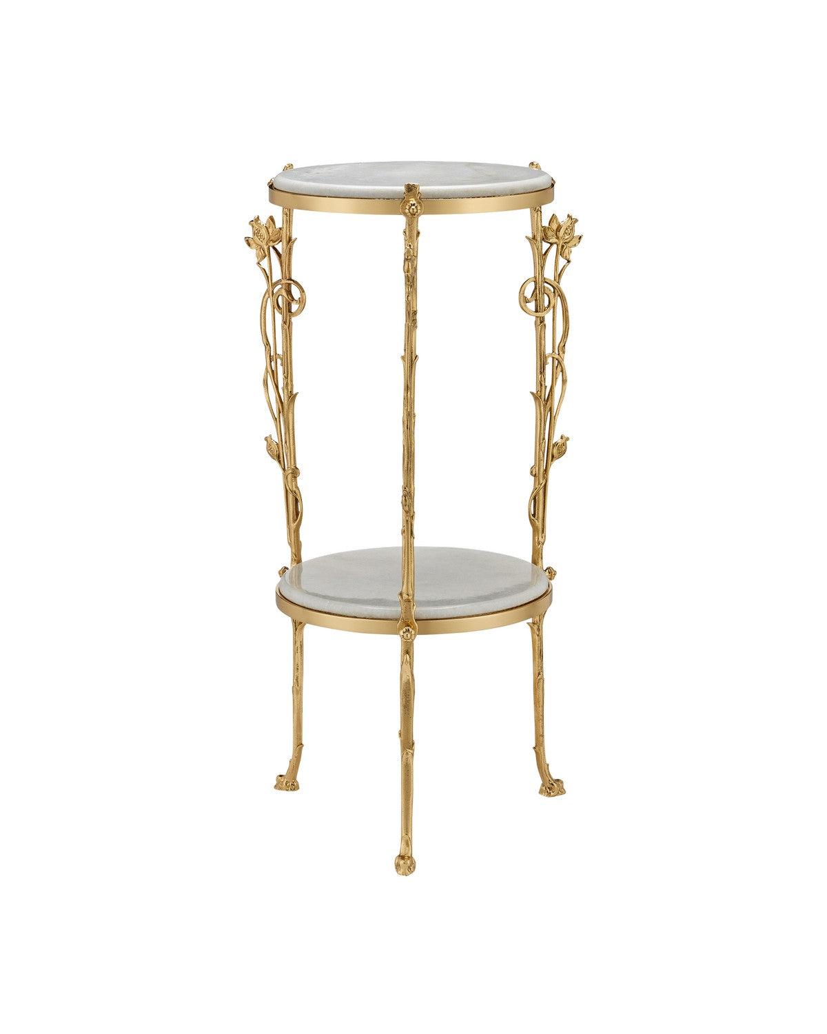 Accent Table from the Fiore collection in Polished Brass/Natural finish