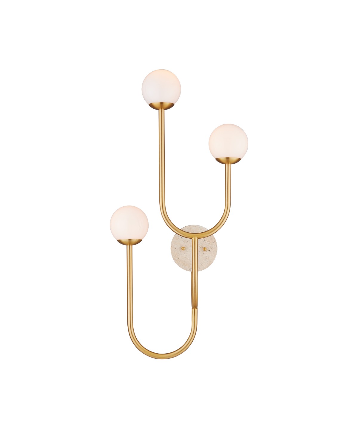 Three Light Wall Sconce in Brass/Natural/White finish