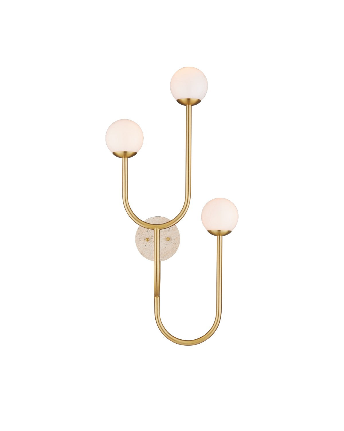 Three Light Wall Sconce in Brass/Natural/White finish