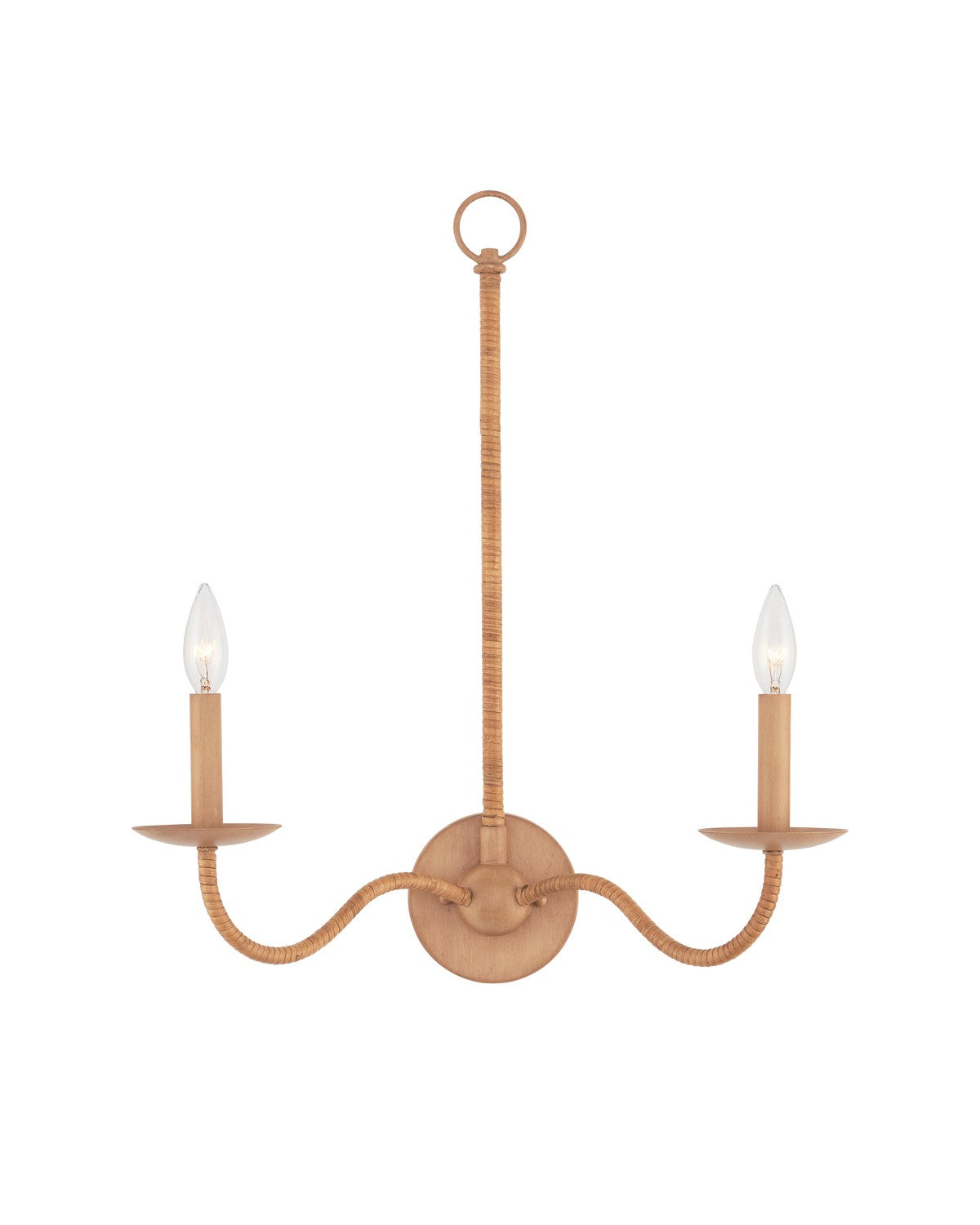 Two Light Wall Sconce in Saddle Tan/Natural finish