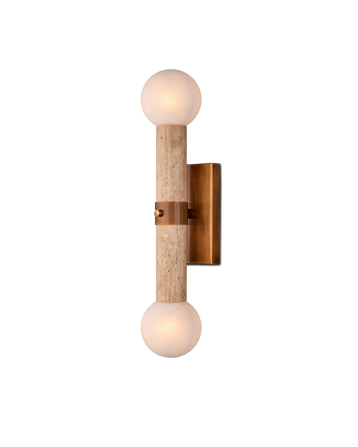 Two Light Wall Sconce in Beige/Antique Brass/White finish