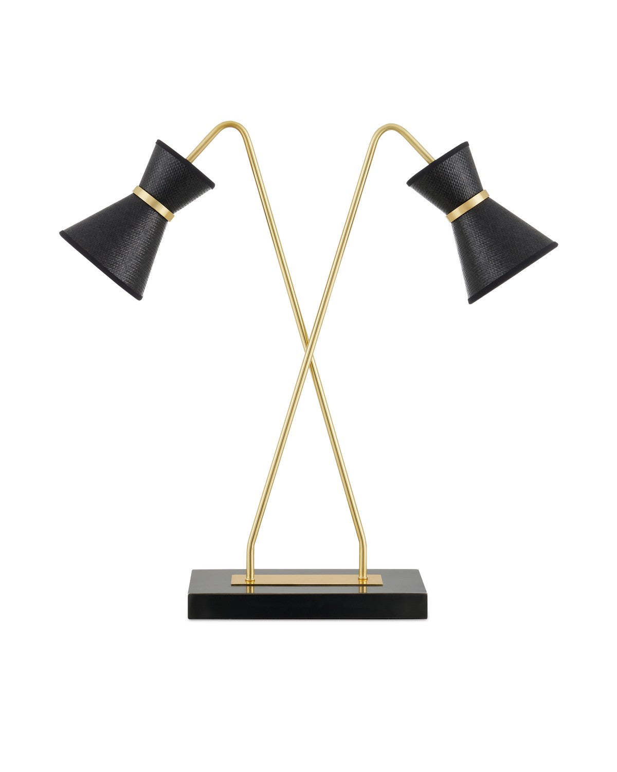 Two Light Desk Lamp from the Avignon collection in Polished Brass/Oil Rubbed Bronze/Black finish