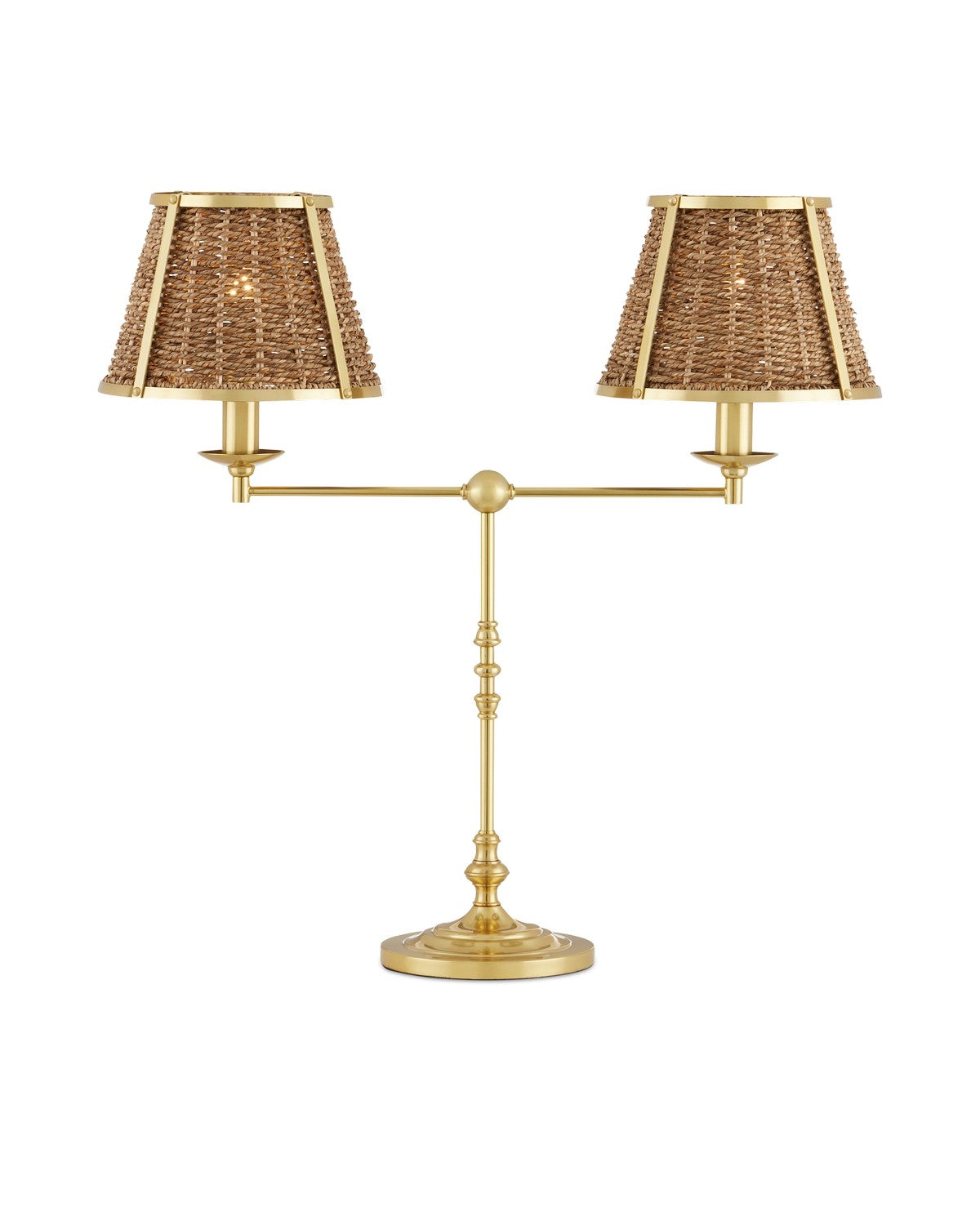 Two Light Desk Lamp from the Deauville collection in Polished Brass/Natural finish