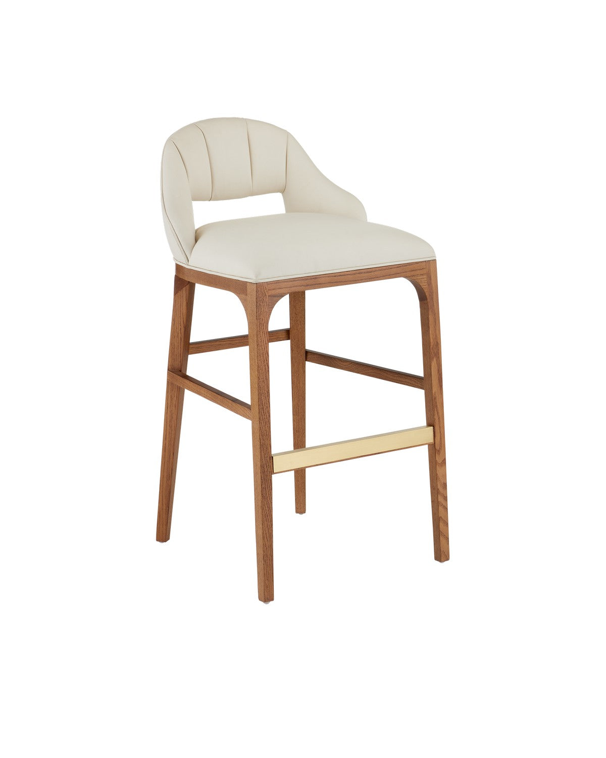 Bar Stool from the Inga collection in Morel Brown/Brushed Brass finish