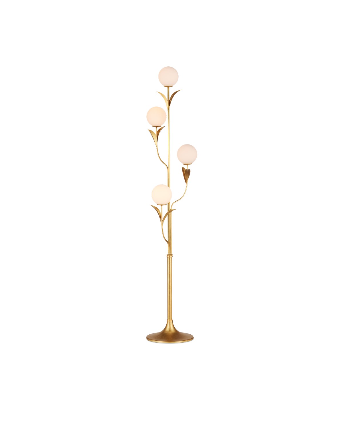 Four Light Floor Lamp from the Rossville collection in Contemporary Gold Leaf/Frosted White finish