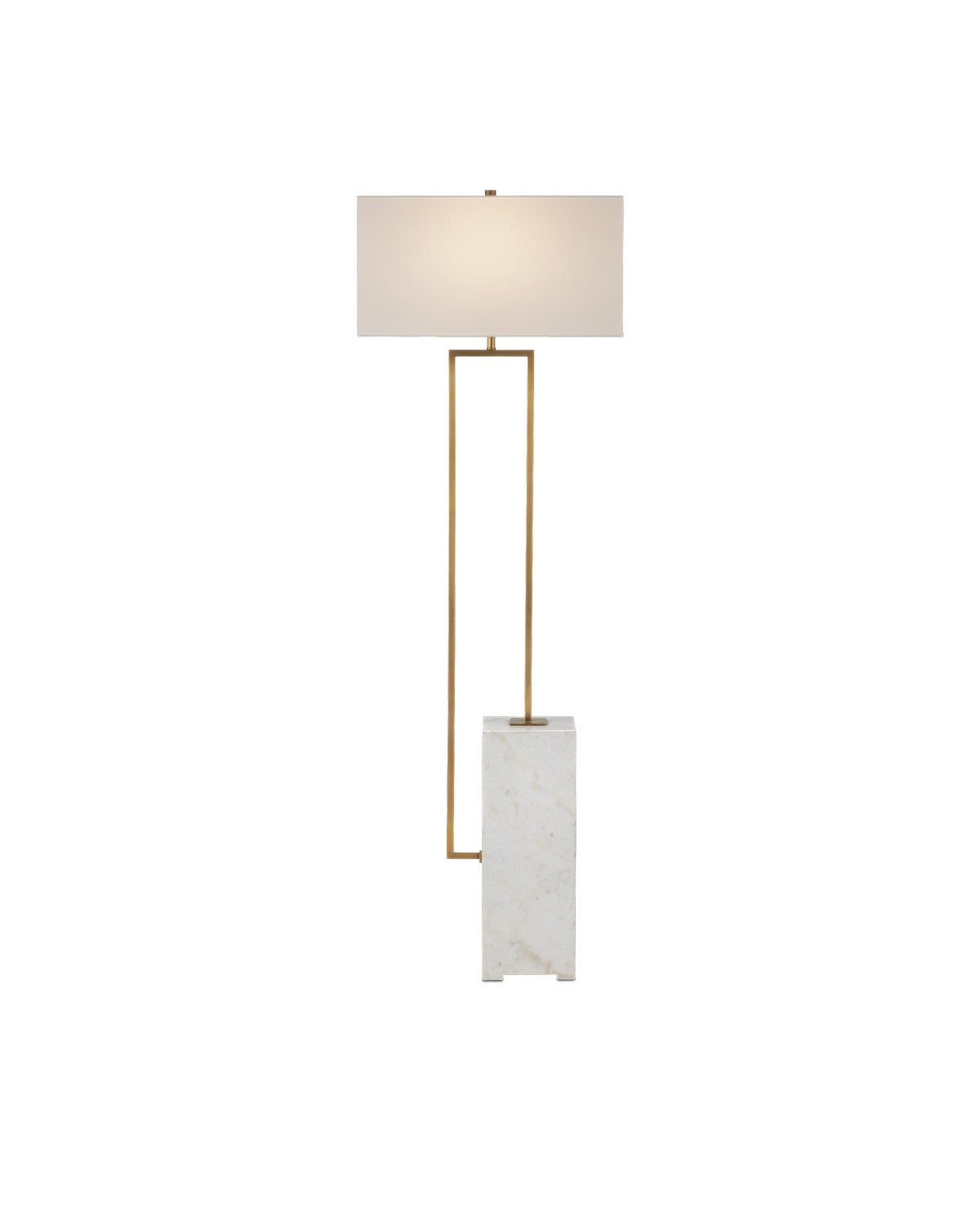 One Light Floor Lamp in White/Antique Brass finish