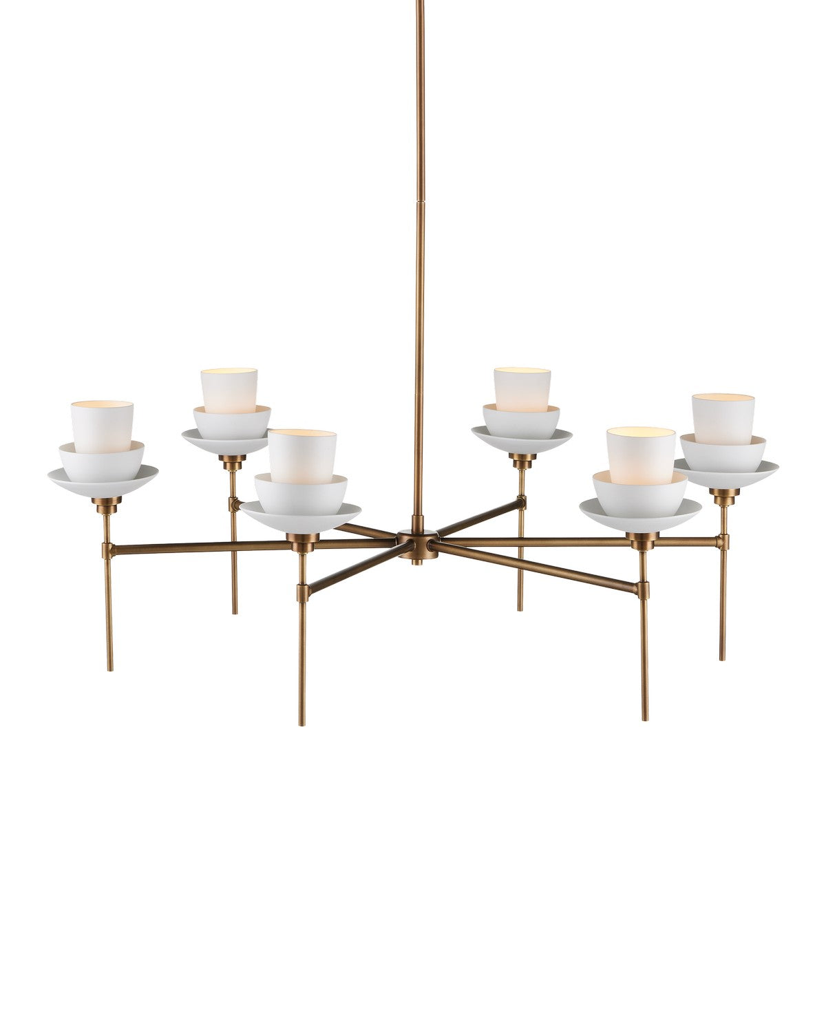 Six Light Chandelier from the Etiquette collection in Antique Brass/White finish