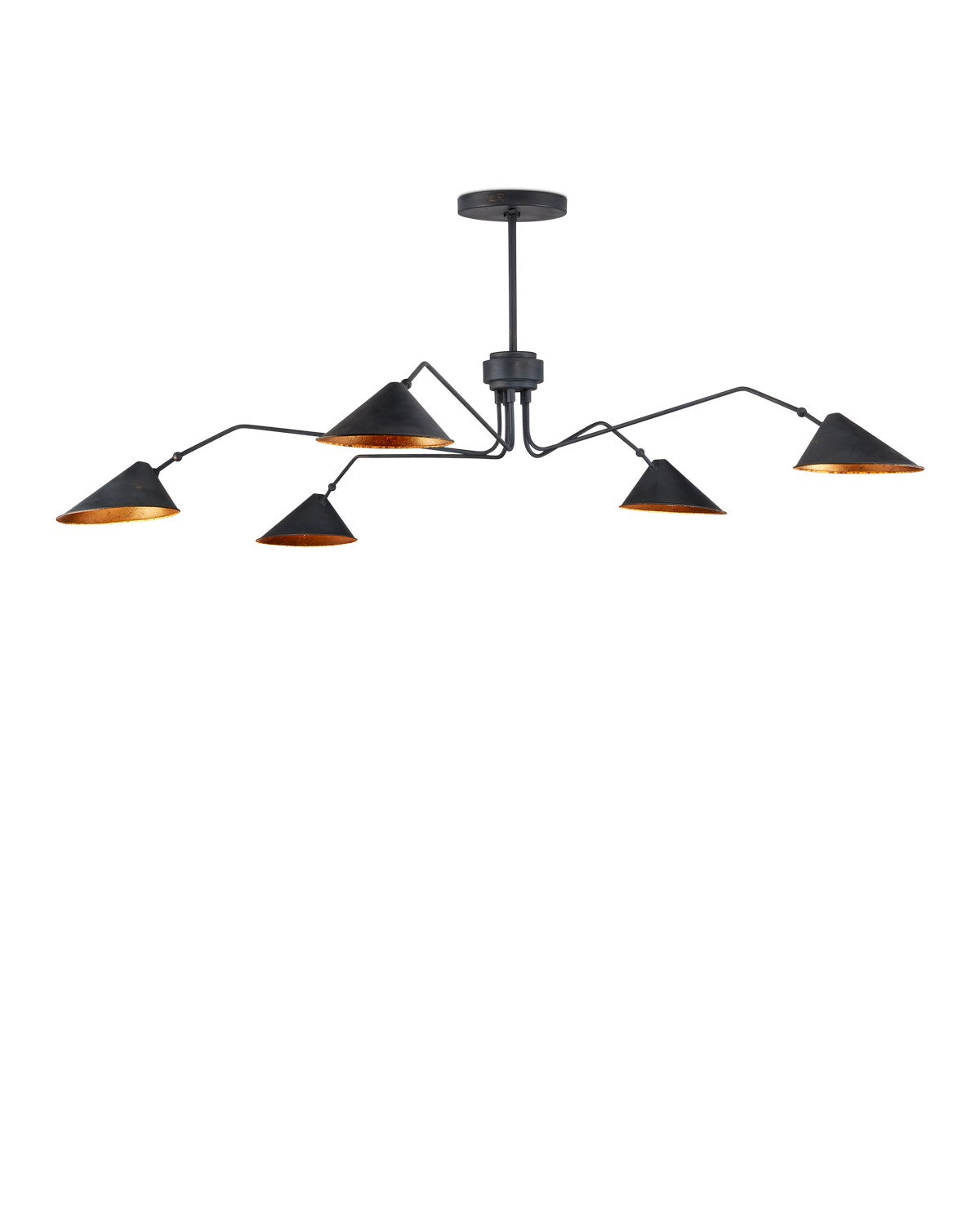 Five Light Chandelier from the Serpa collection in French Black/Gold Leaf finish