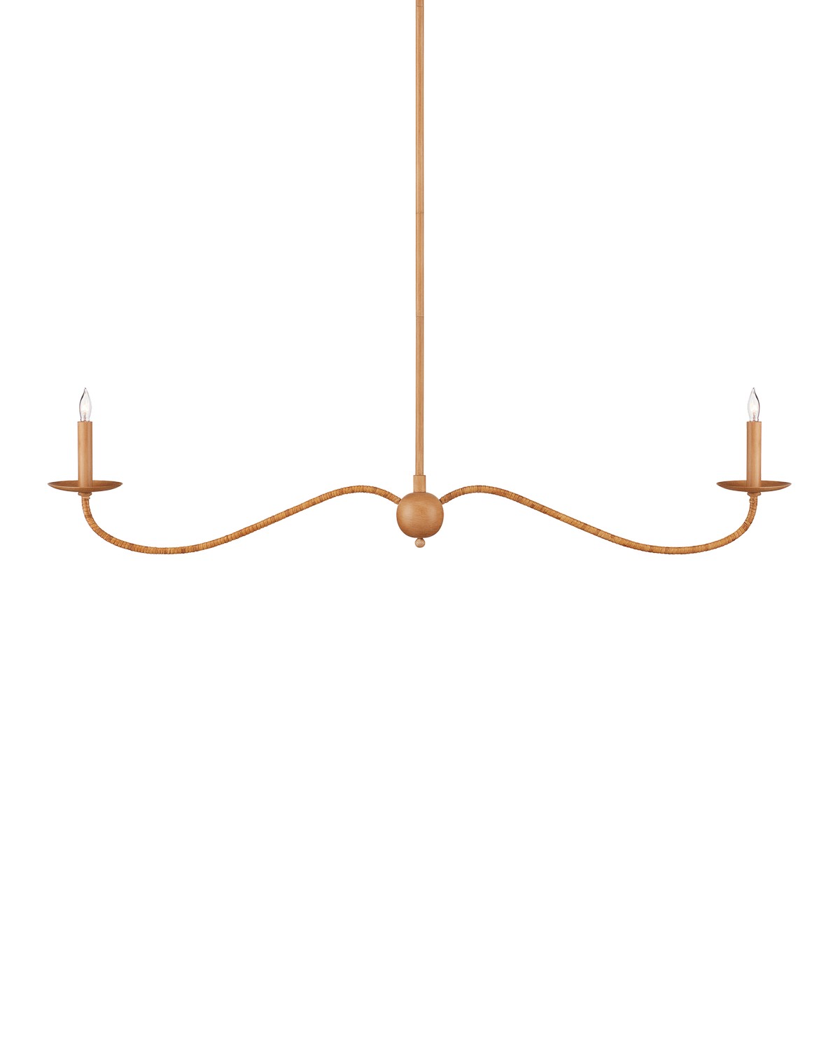 Two Light Chandelier from the Saxon collection in Saddle Tan/Natural finish