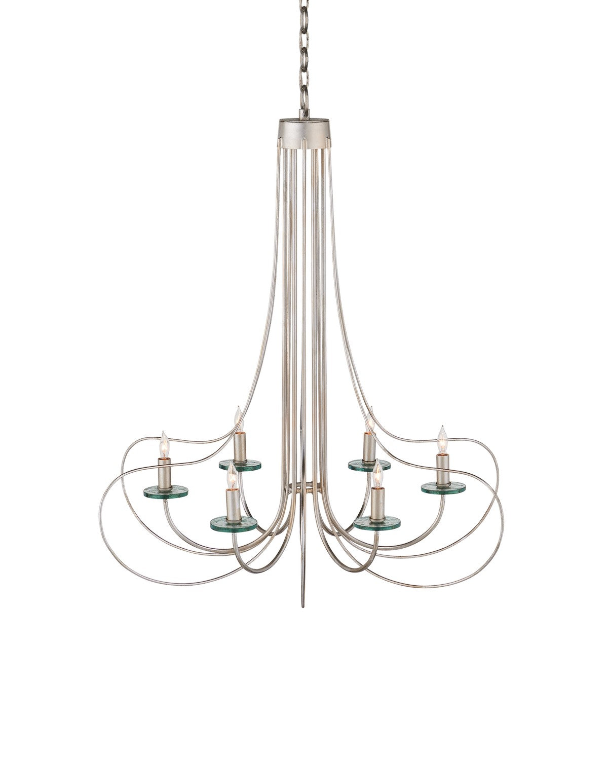 Six Light Chandelier from the Harrow collection in Contemporary Silver Leaf/Contemporary Silver/Clear finish