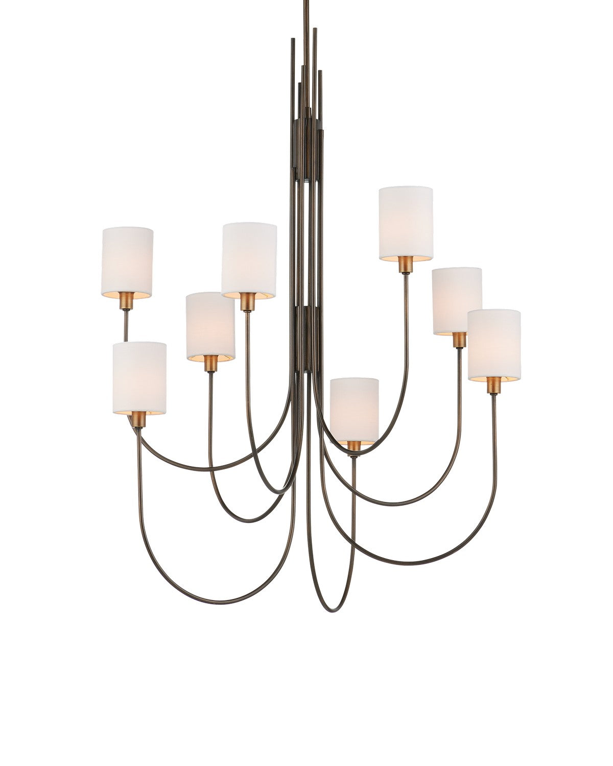 Eight Light Chandelier from the Archetype collection in Statuary Bronze/Antique Brass finish