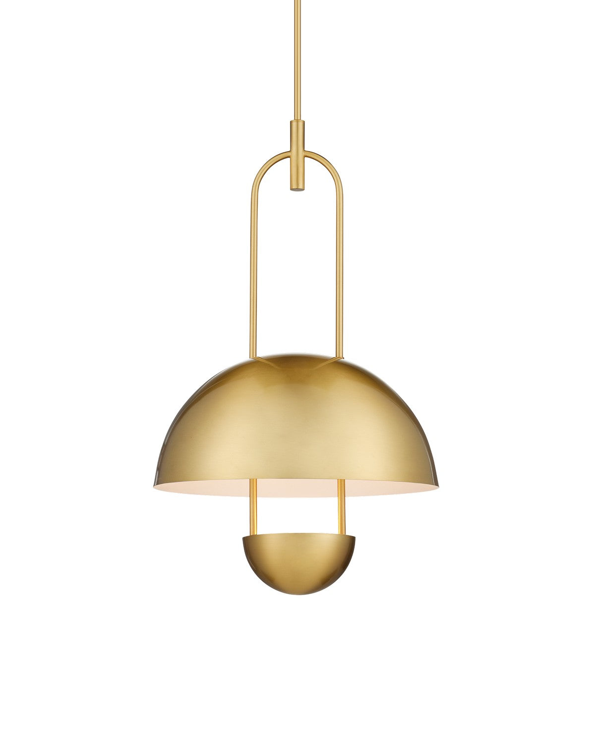 One Light Semi-Flush Mount from the Creighton collection in Brass/White finish