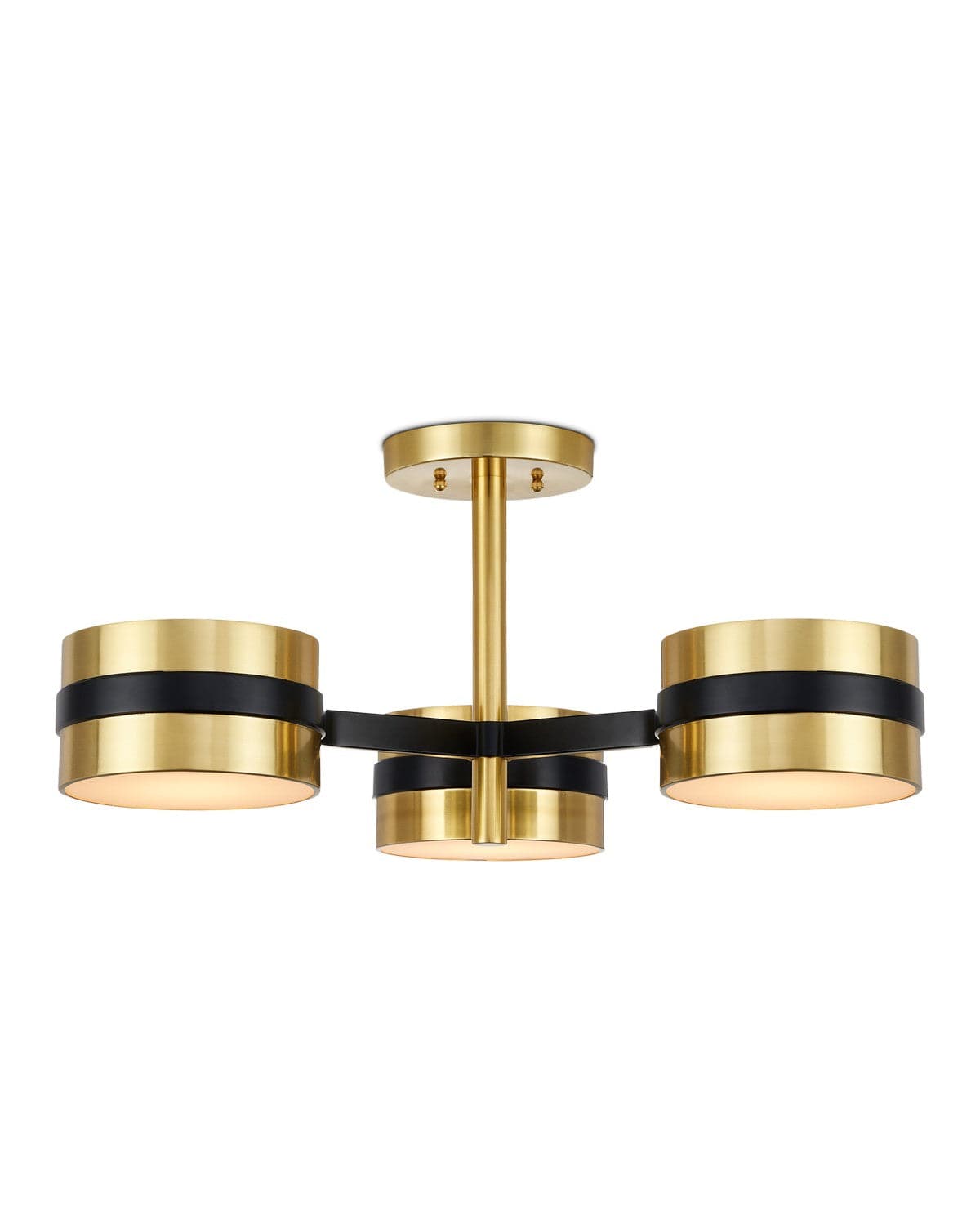 Currey and Company - 9000-1171 - Three Light Semi-Flush Mount - Heybrook - Polished Brass/Black/White