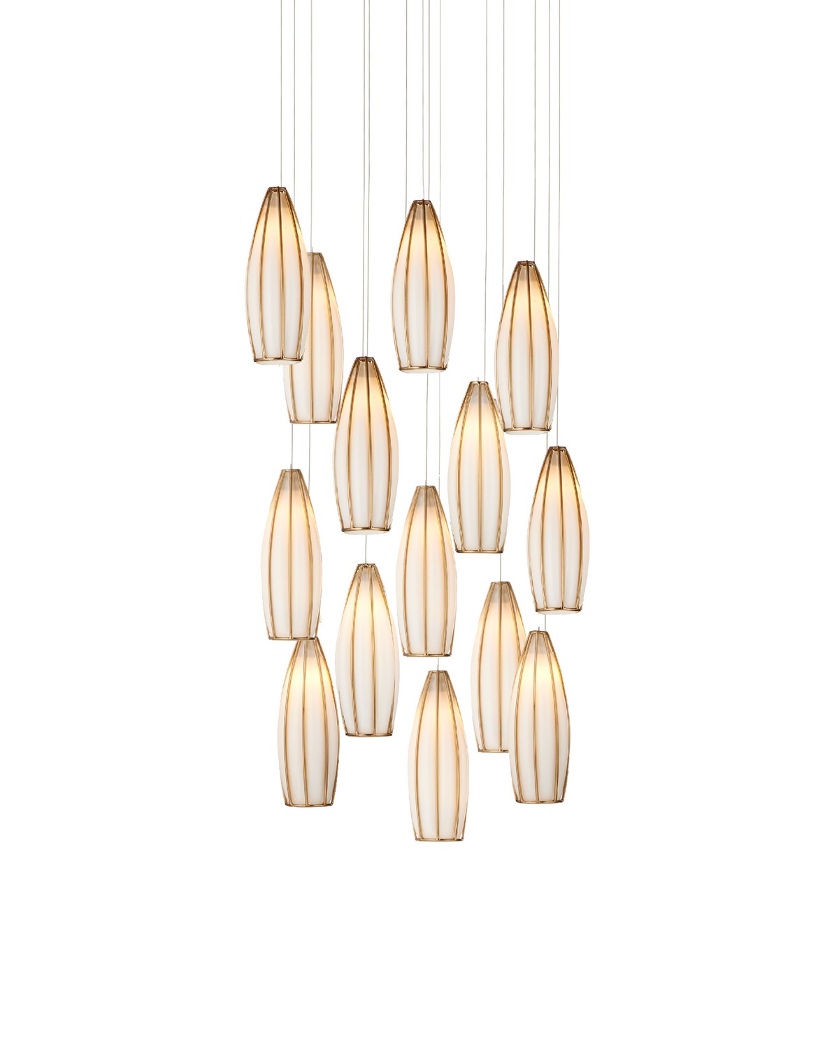 15 Light Pendant from the Parish collection in White/Antique Brass finish