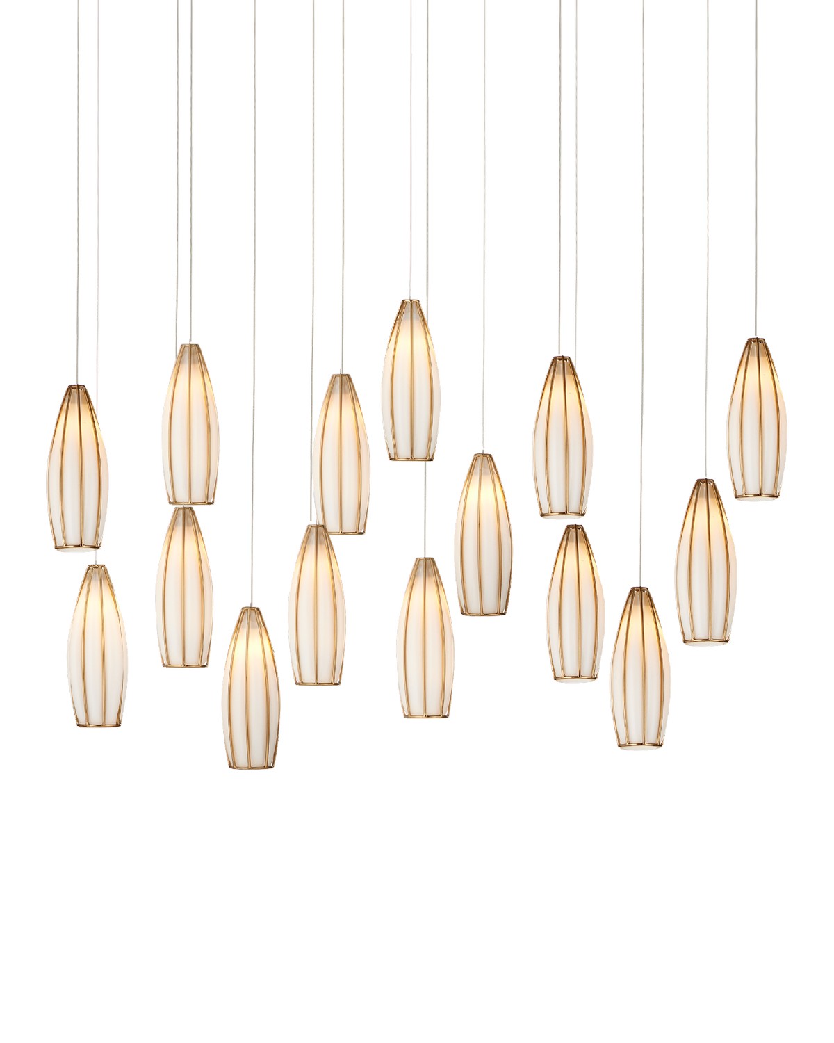 15 Light Pendant from the Parish collection in White/Antique Brass finish