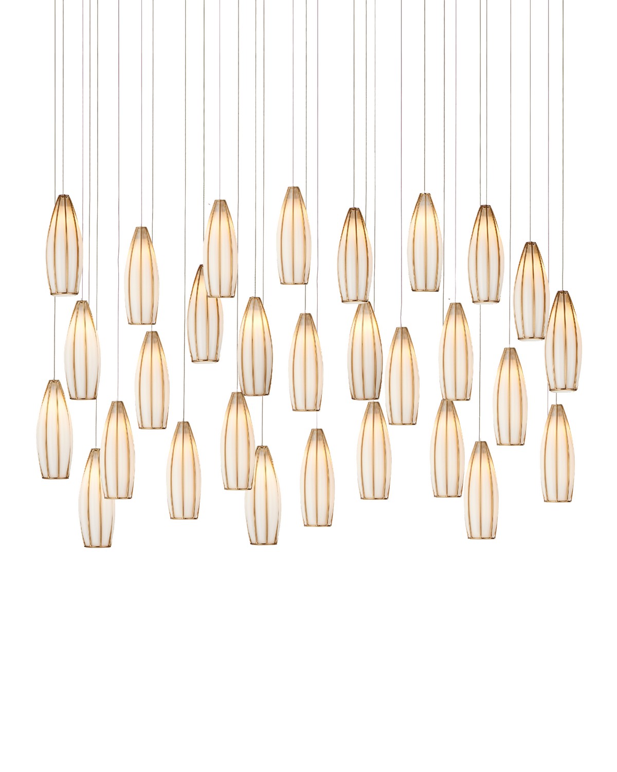 30 Light Pendant from the Parish collection in White/Antique Brass finish