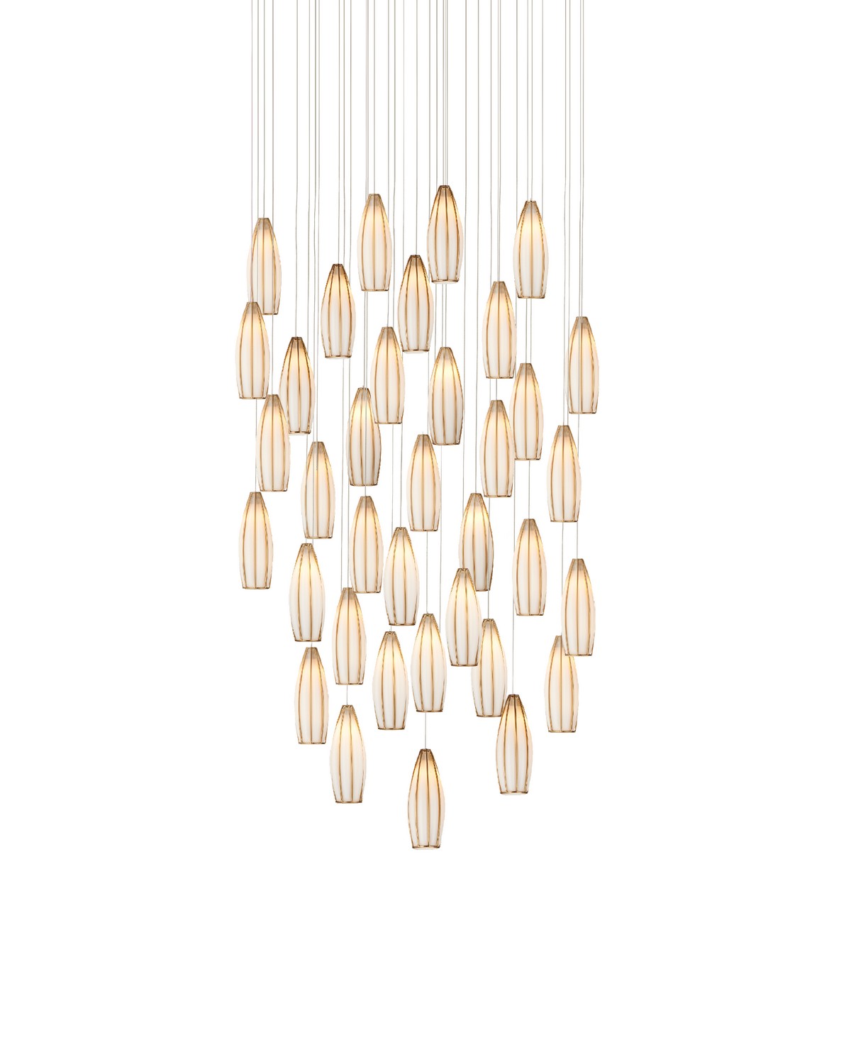 36 Light Pendant from the Parish collection in White/Antique Brass finish