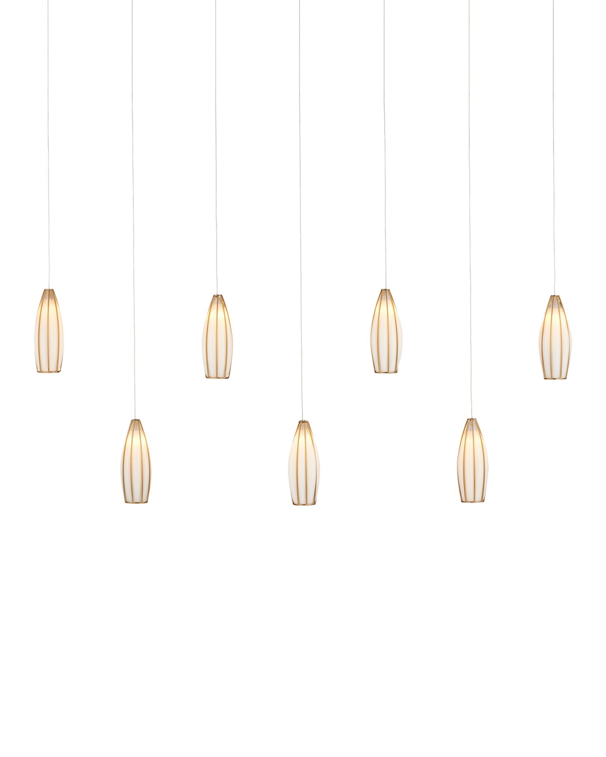 Seven Light Pendant from the Parish collection in White/Antique Brass finish