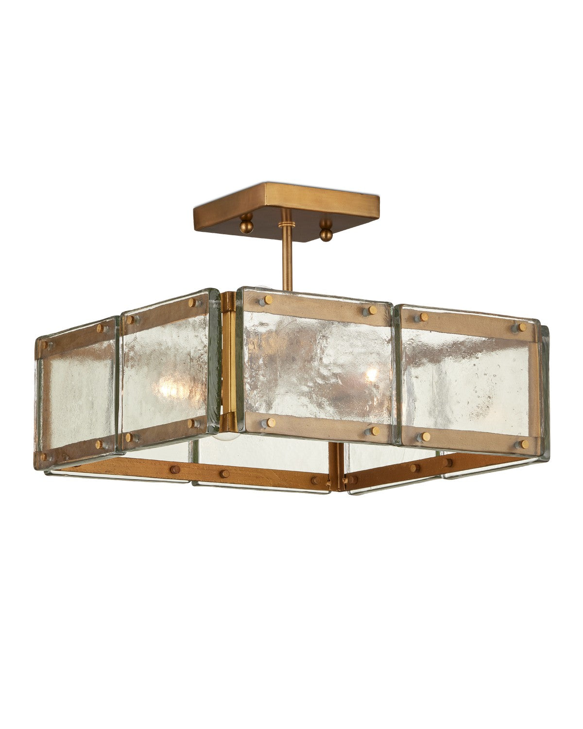 Four Light Semi-Flush Mount in Clear/Antique Brass finish