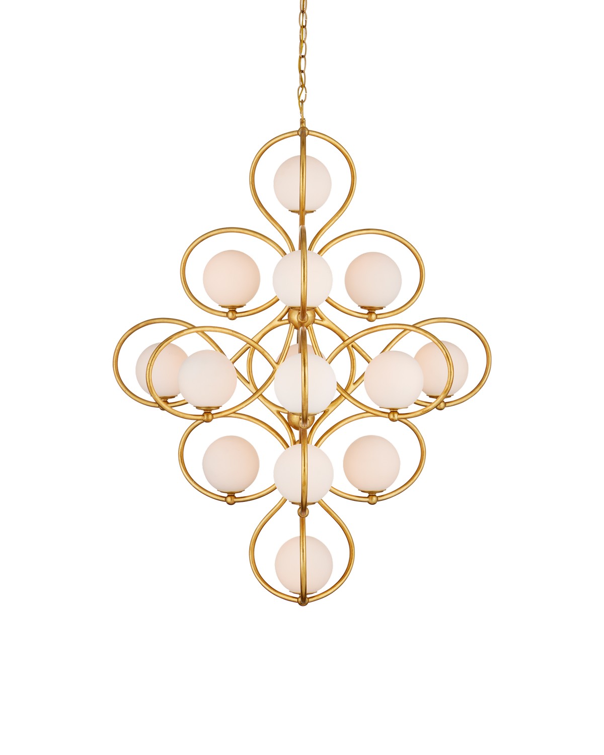 14 Light Chandelier in Contemporary Gold Leaf/Contemporary Gold/White finish