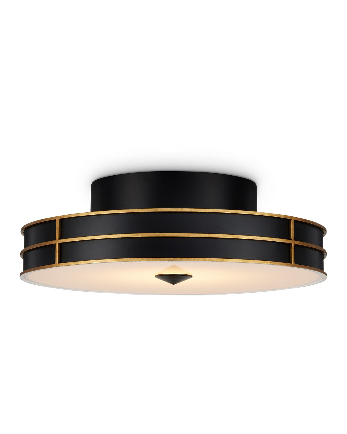 One Light Flush Mount from the Fielding collection in Satin Black/Contemporary Gold/Sugar White/White finish