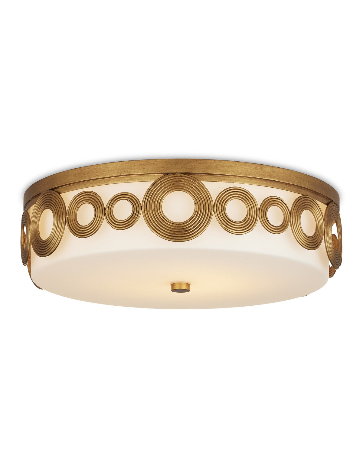 One Light Flush Mount in Brass/Opaque White finish