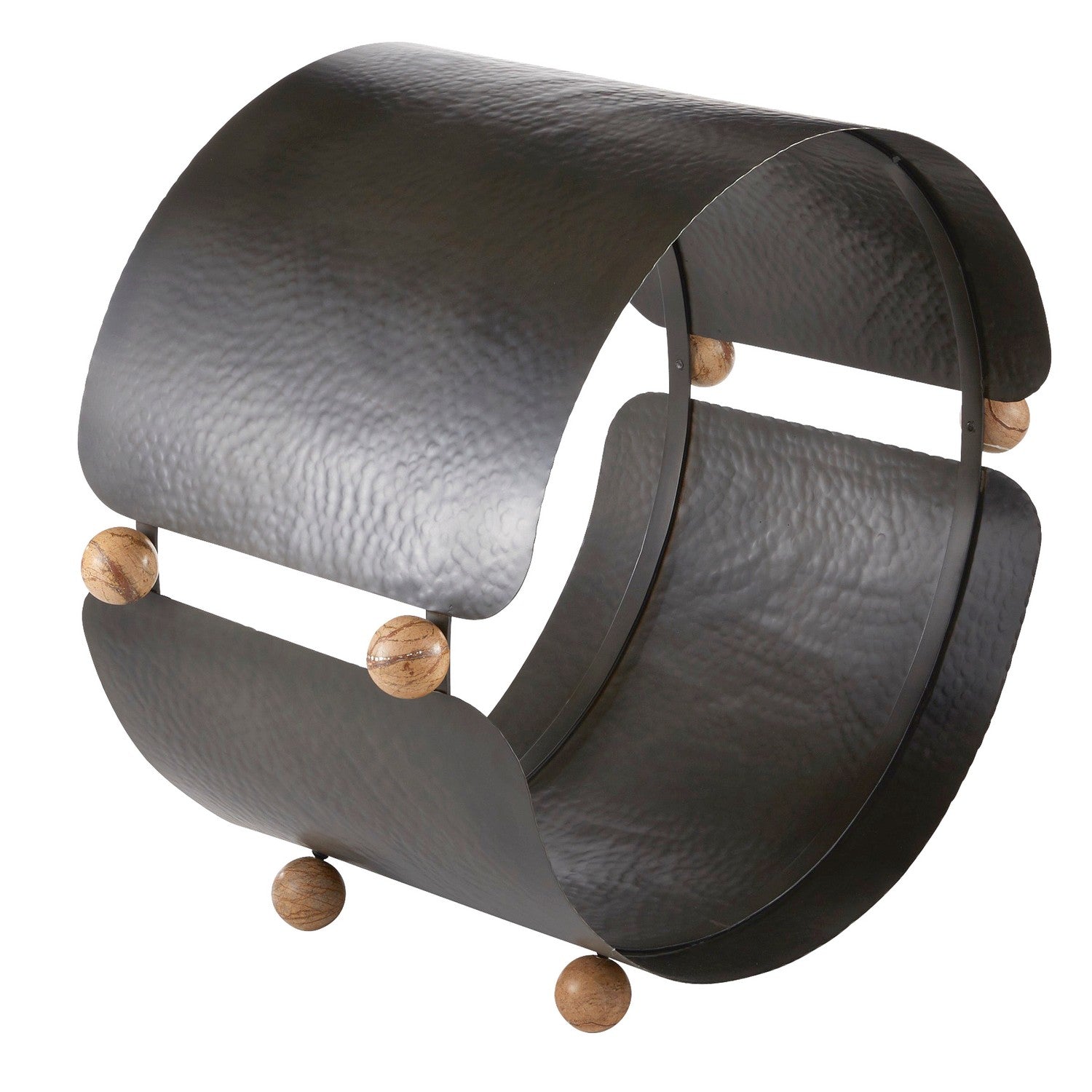 Log Holder from the Cannon collection in Blackened Iron/Sienna finish