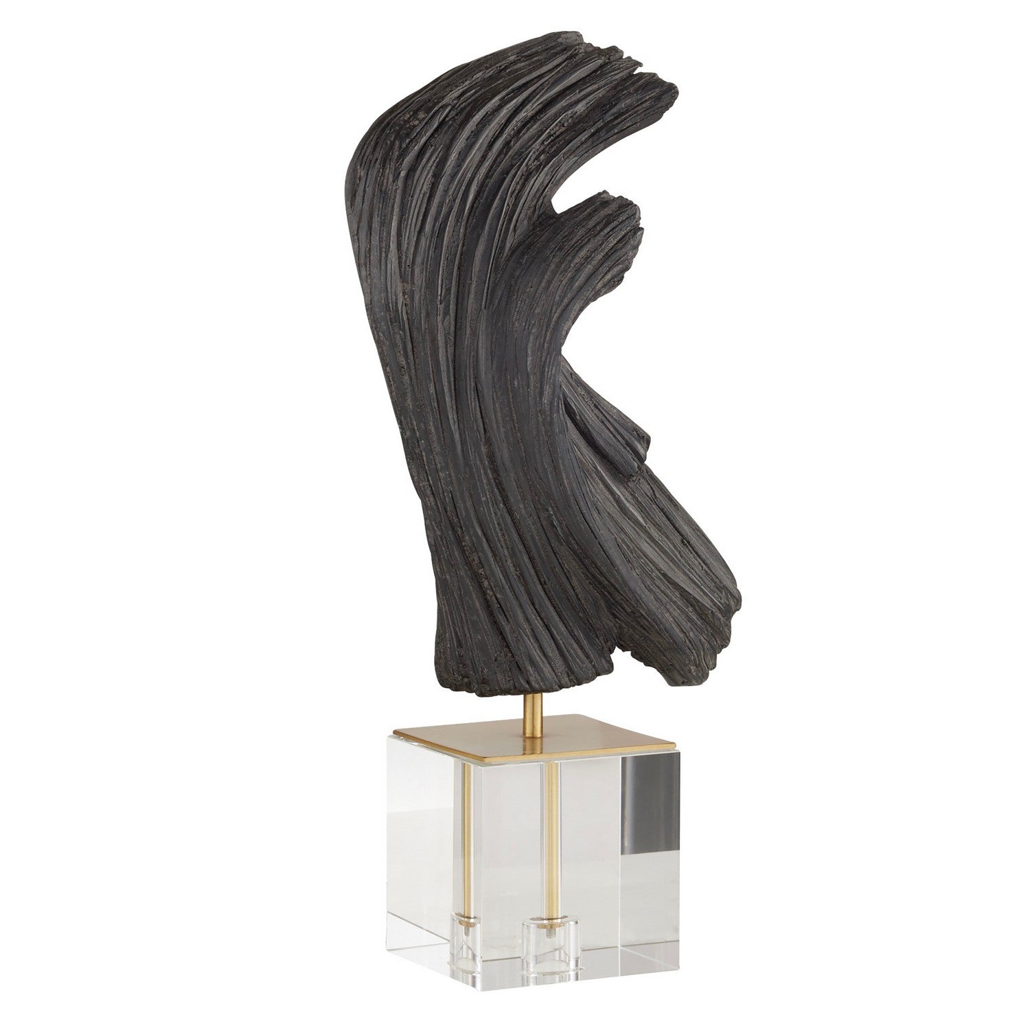 Sculpture from the Edris collection in Ebony/Antique Brass/Clear finish