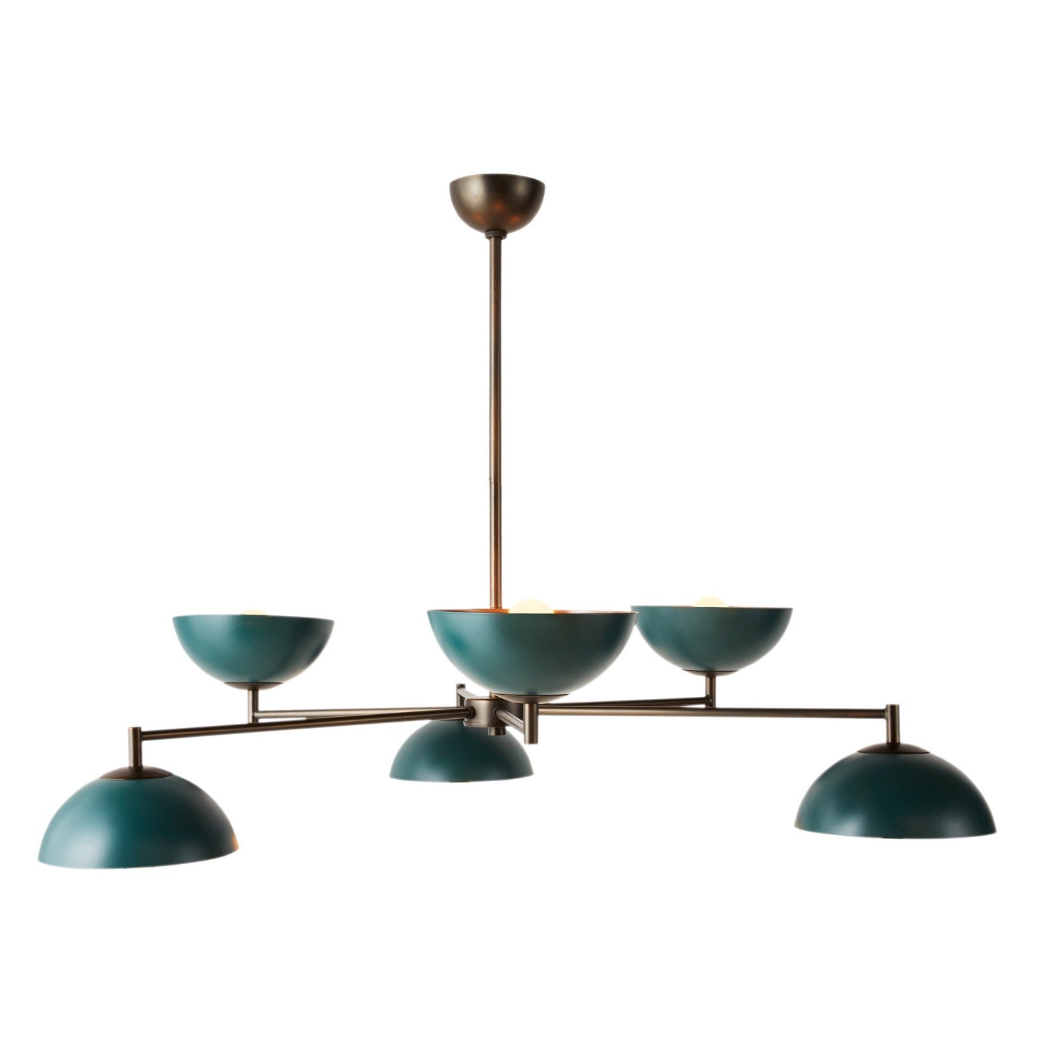 Six Light Chandelier from the Evansville collection in Aegean/English Bronze finish