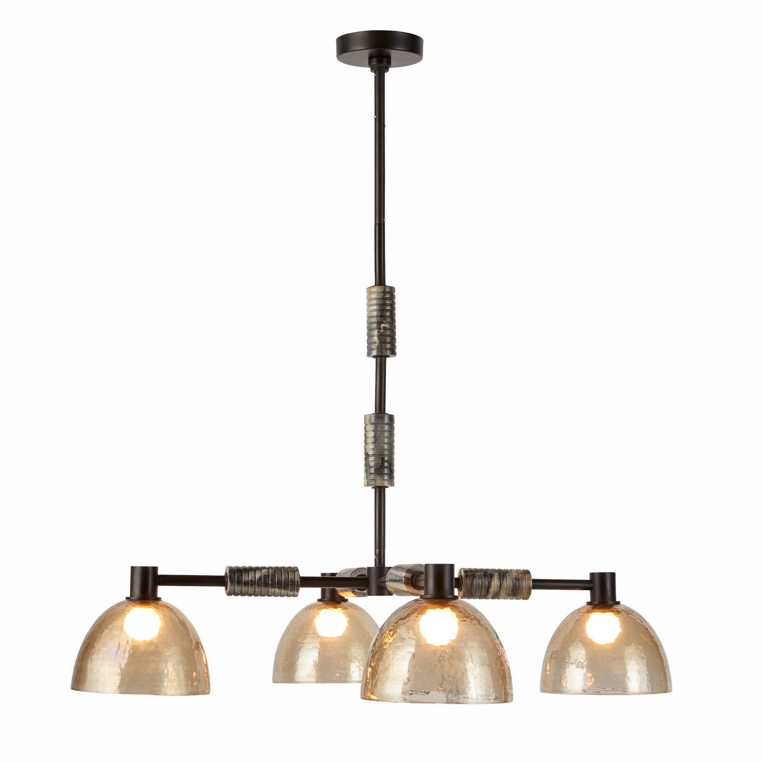 Four Light Chandelier from the Eli collection in Blackened Iron/Smoke/Black finish