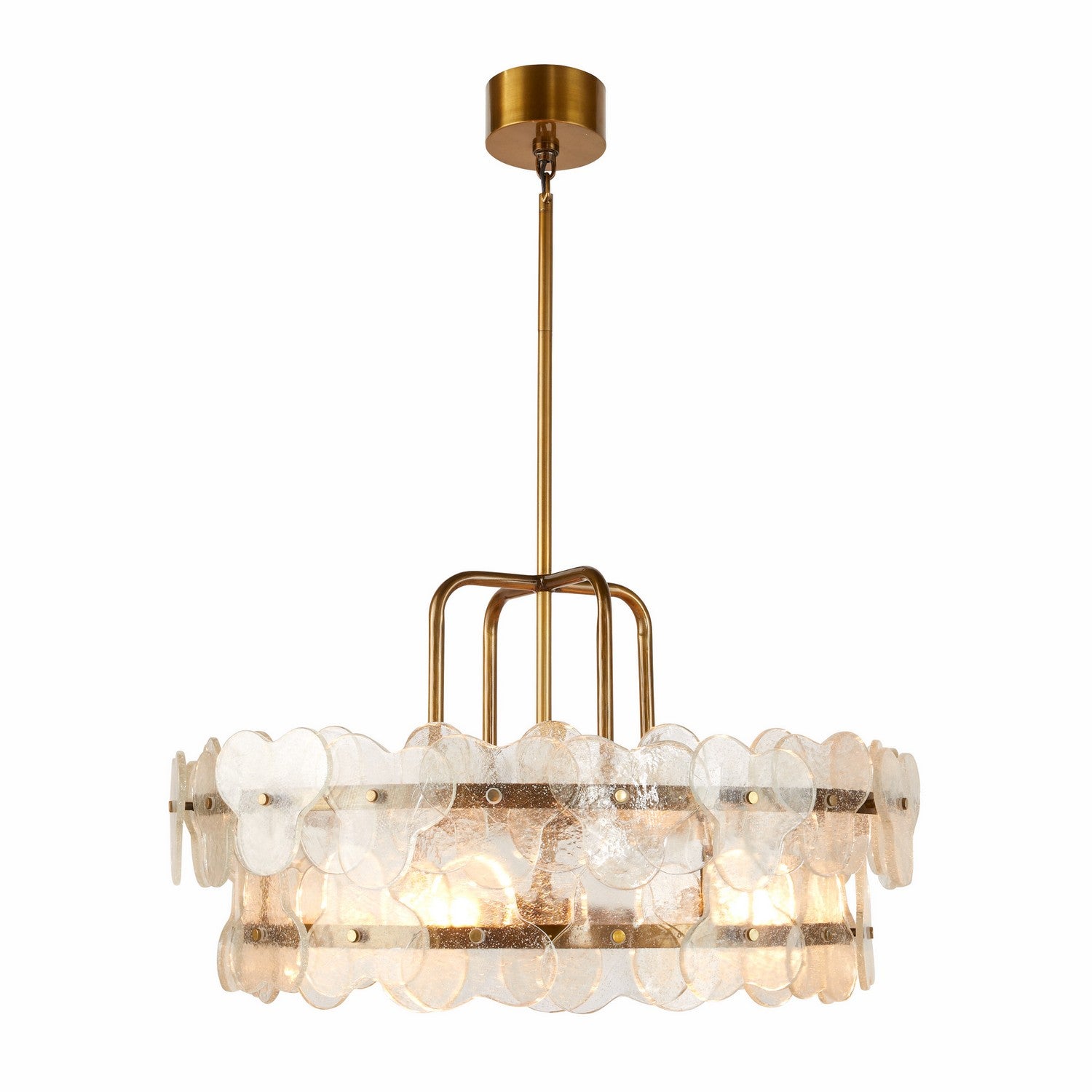 Four Light Chandelier from the Cascade collection in Clear/Antique Brass finish