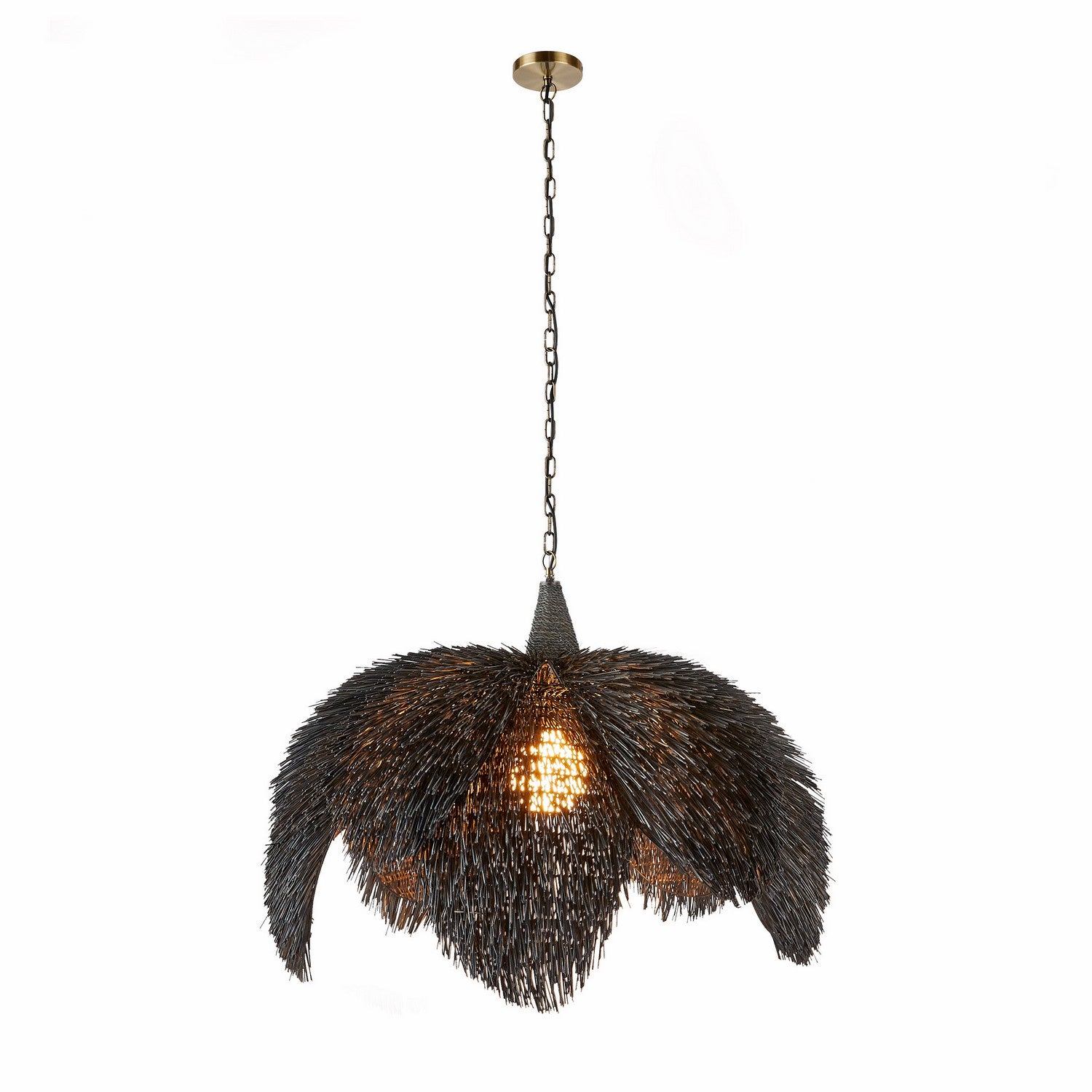 One Light Pendant from the Ezra collection in Black Wash/Antique Brass finish