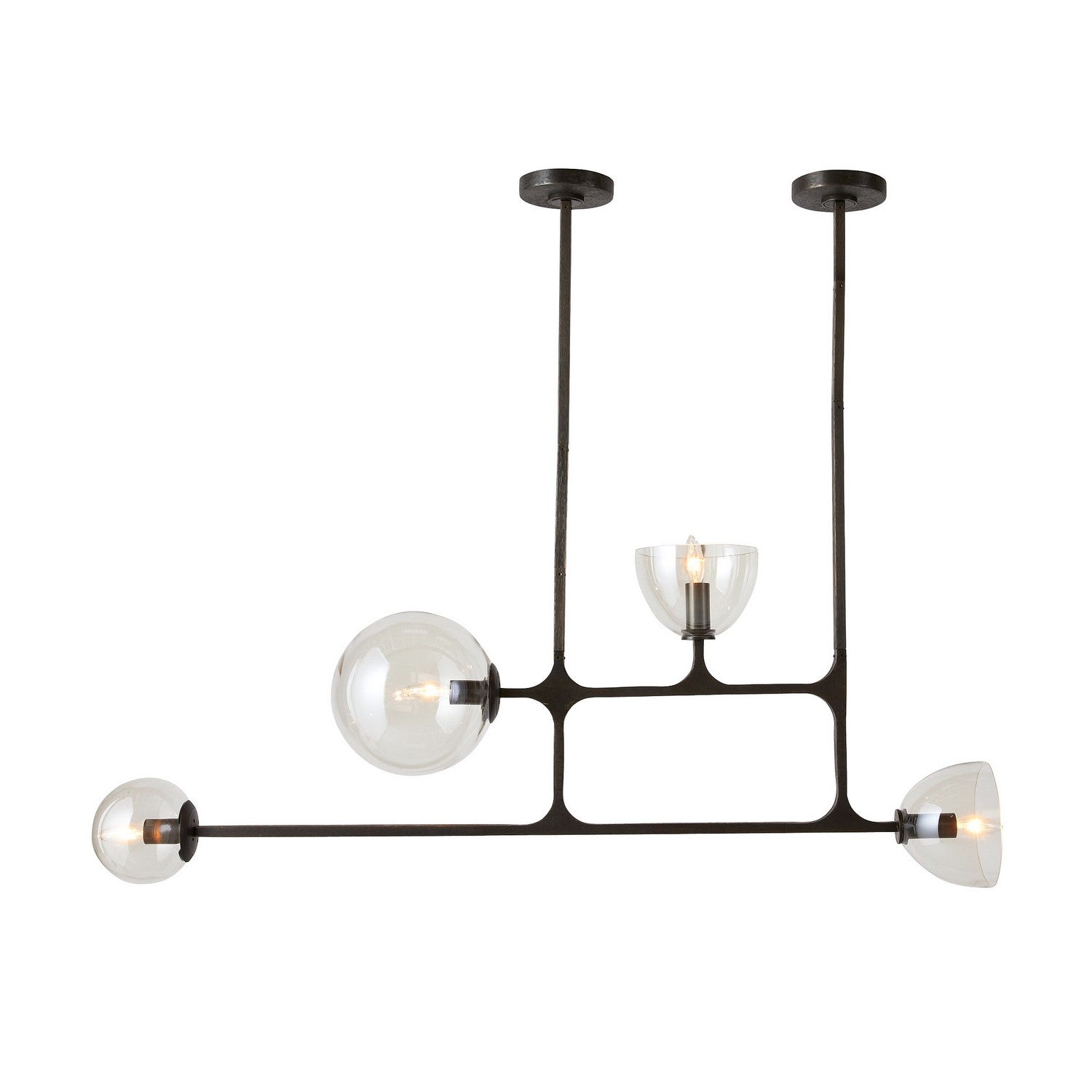 Four Light Linear Chandelier from the Dillon collection in English Bronze/Smoke finish