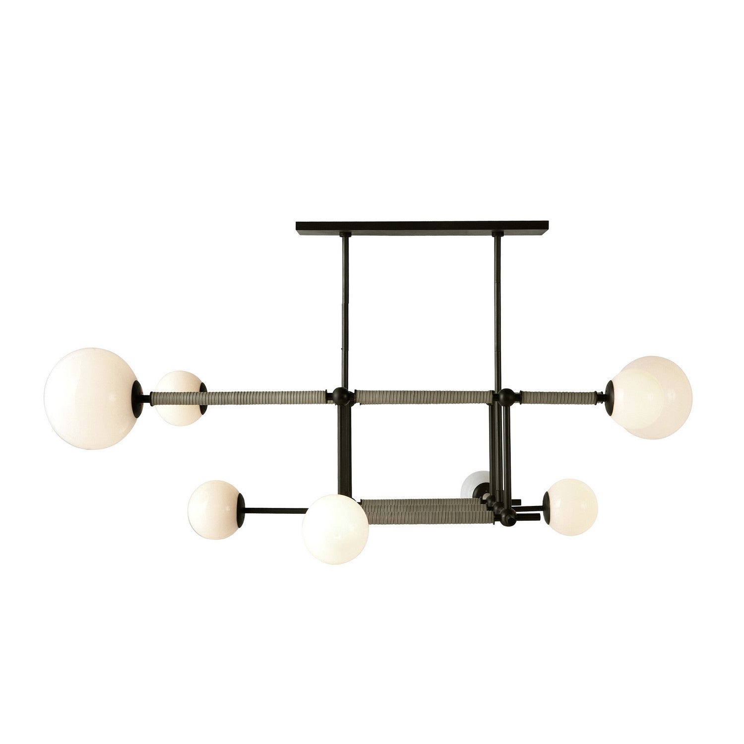 Eight Light Linear Chandelier from the Erica collection in English Bronze/Opal/Taupe finish