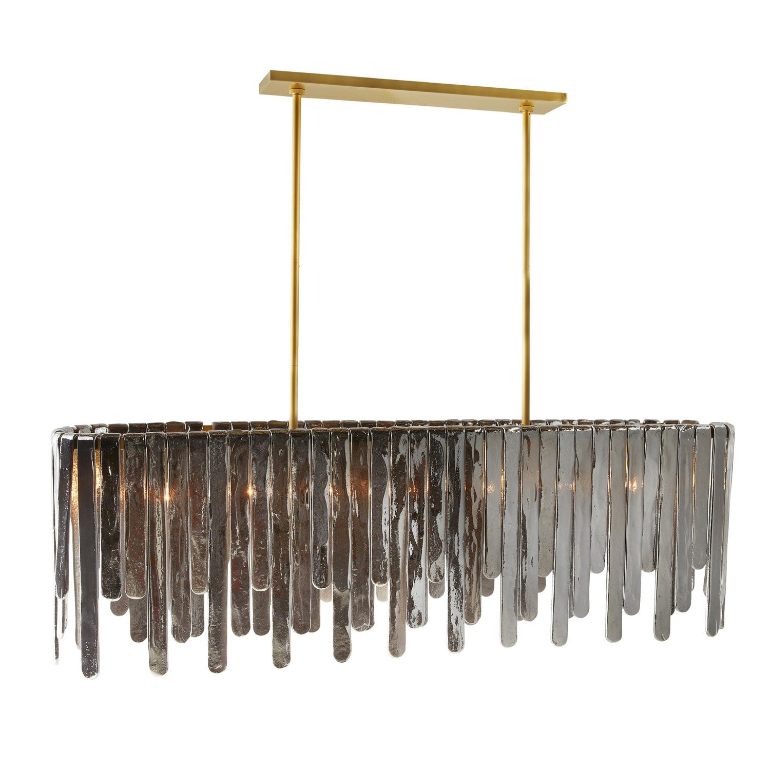 Seven Light Chandelier from the Leighton collection in Smoke Luster/Antique Brass finish