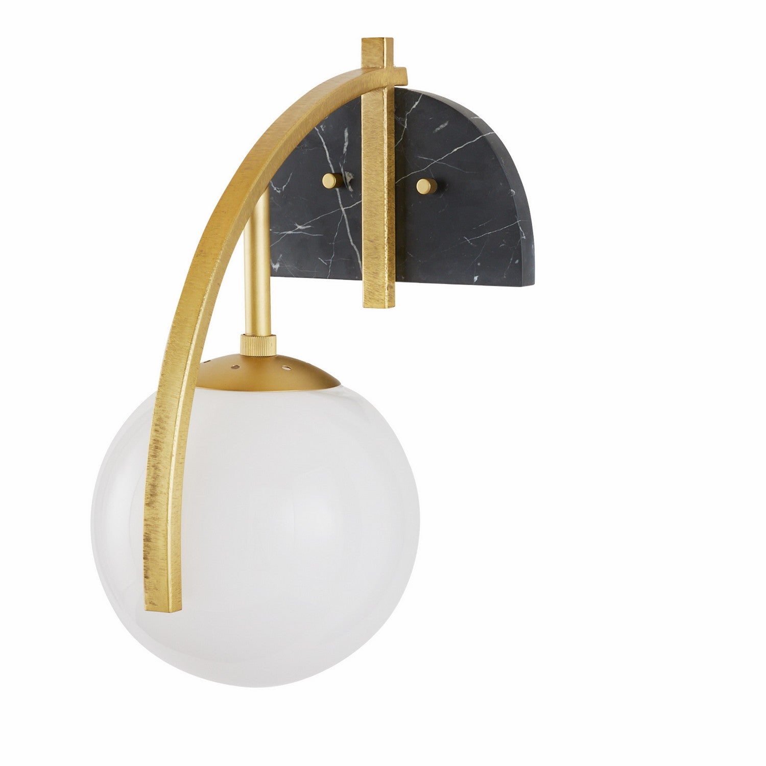 One Light Wall Sconce from the Dipper collection in Opal/Antique Brass/Black finish