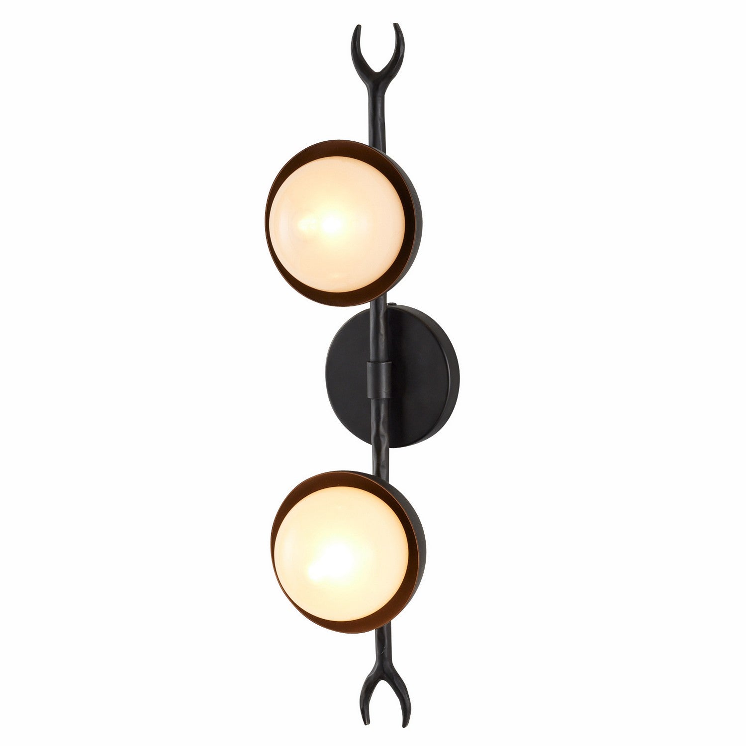 Two Light Wall Sconce from the Churchill collection in Blackened Iron/Frosted finish