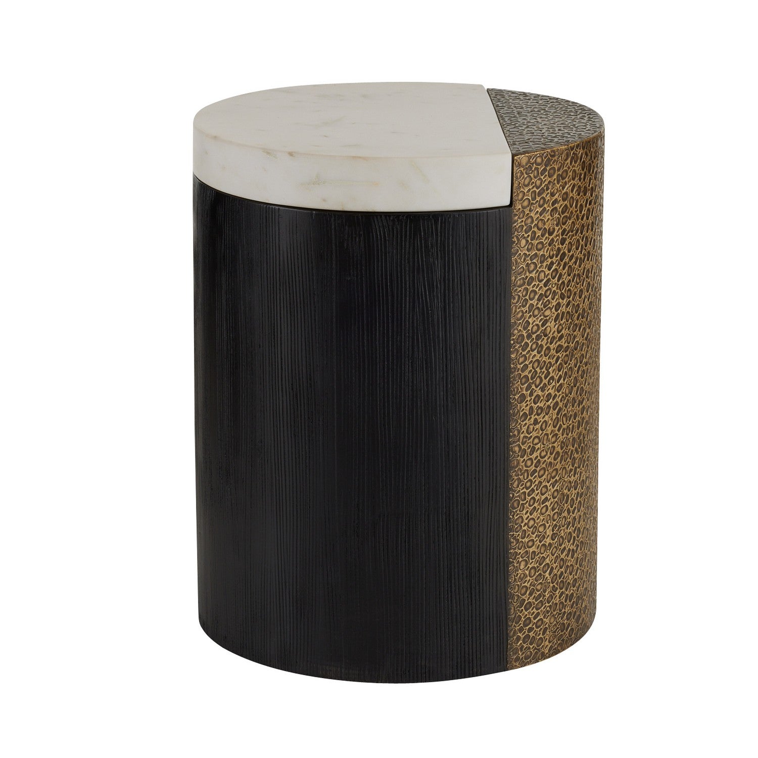 Accent Table from the Celestine collection in White/Antique Brass/Ebony finish