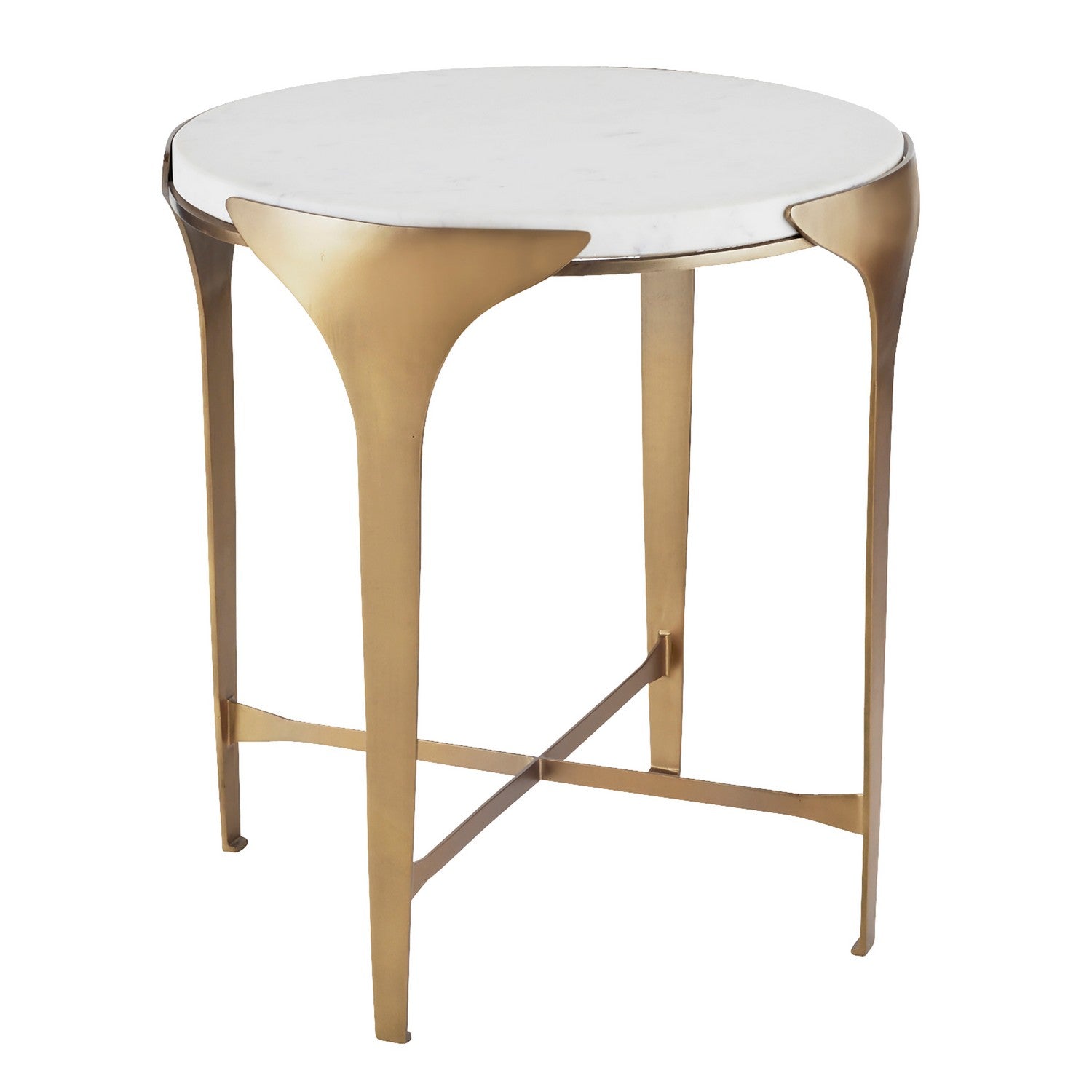 End Table from the Janine collection in White/Antique Brass finish