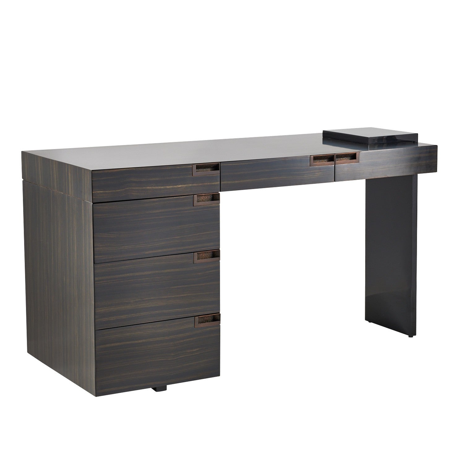 Desk from the Carmichael collection in Charcoal/Black Gloss Lacquer/Charcoal/Bronze finish