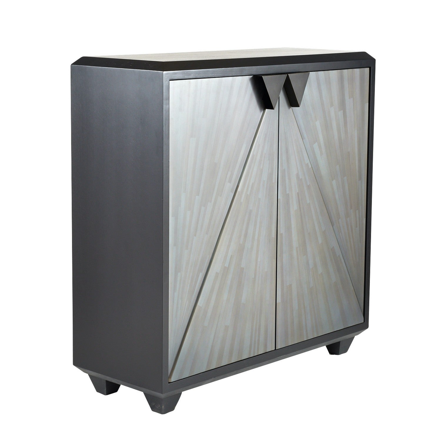 Cabinet from the Ellington collection in Gray Straw Marquetry/Ebony/Bronze finish