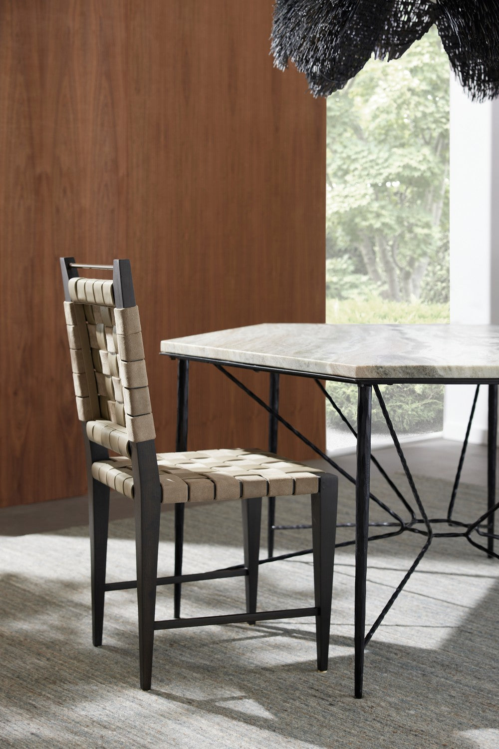 Dining Chair from the Lakewood collection in Stone/Stone/Ebony/Antique Brass finish